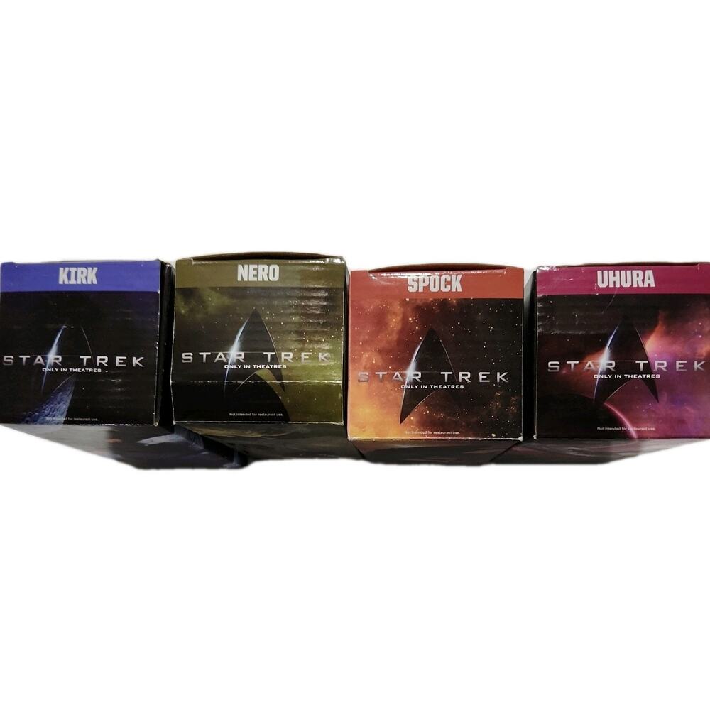 Lot (4) 2008 Star Trek (XI) Burger King Collectible Glasses Full Set 4 Cups
